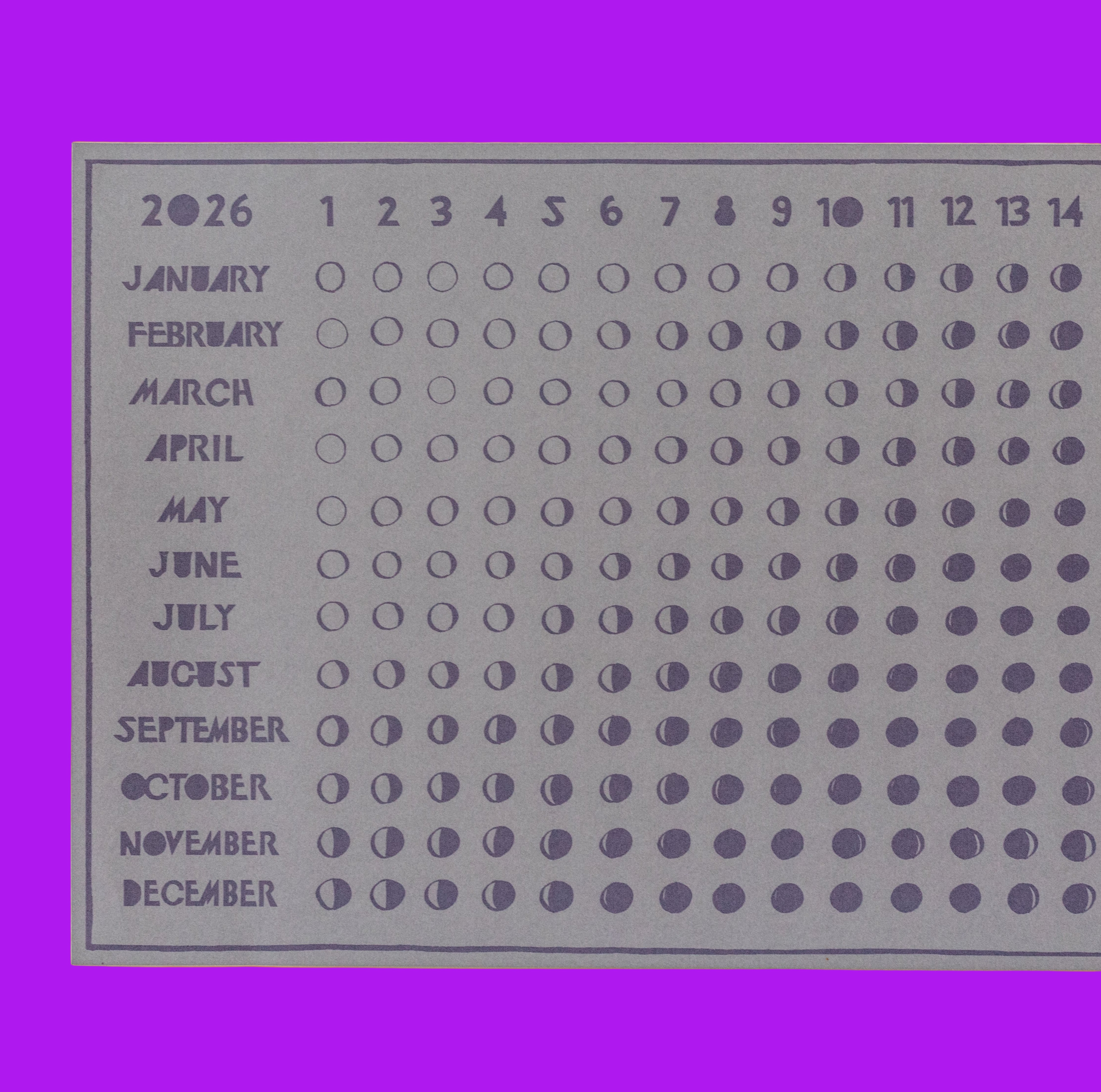 Lunar Calendar for 2026 by Anna and Harry